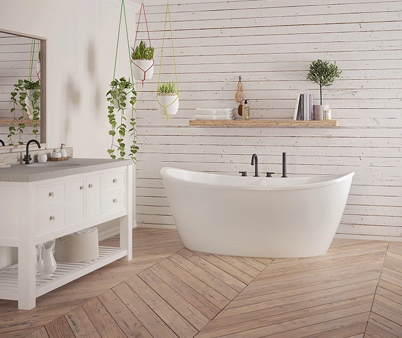 Effie 6032CF AFR AcrylX Freestanding Front-Center Drain Bathtub In White - Image 5