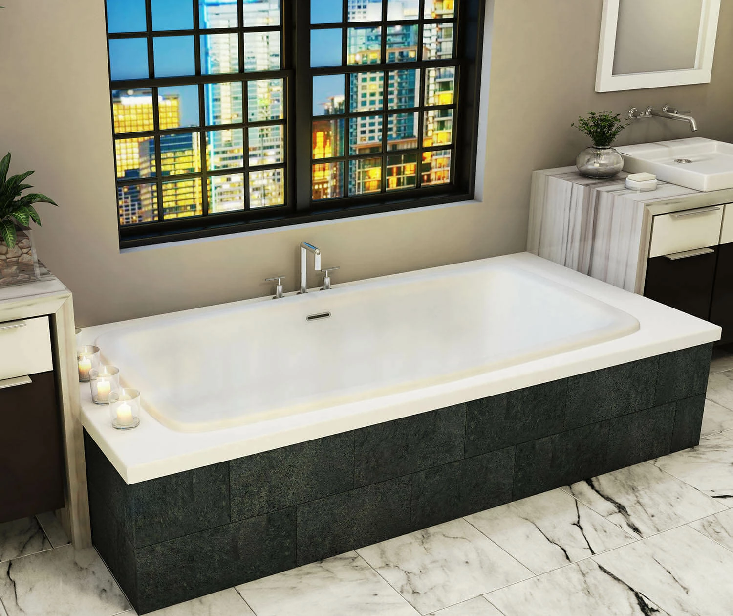 Curve 7236C Acrylic Drop-in Center Drain Bathtub In White - Image 3