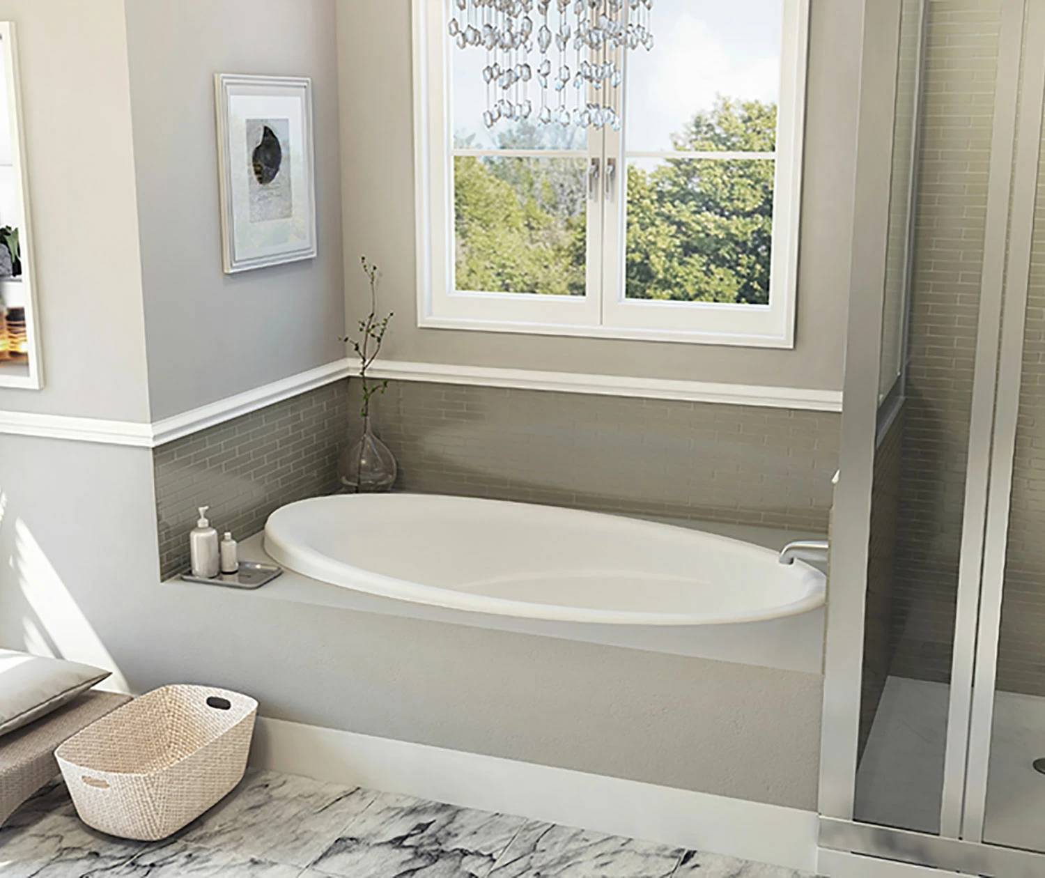 Marla 6334 Acrylic Drop-in Universal Drain Bathtub In White - Image 2