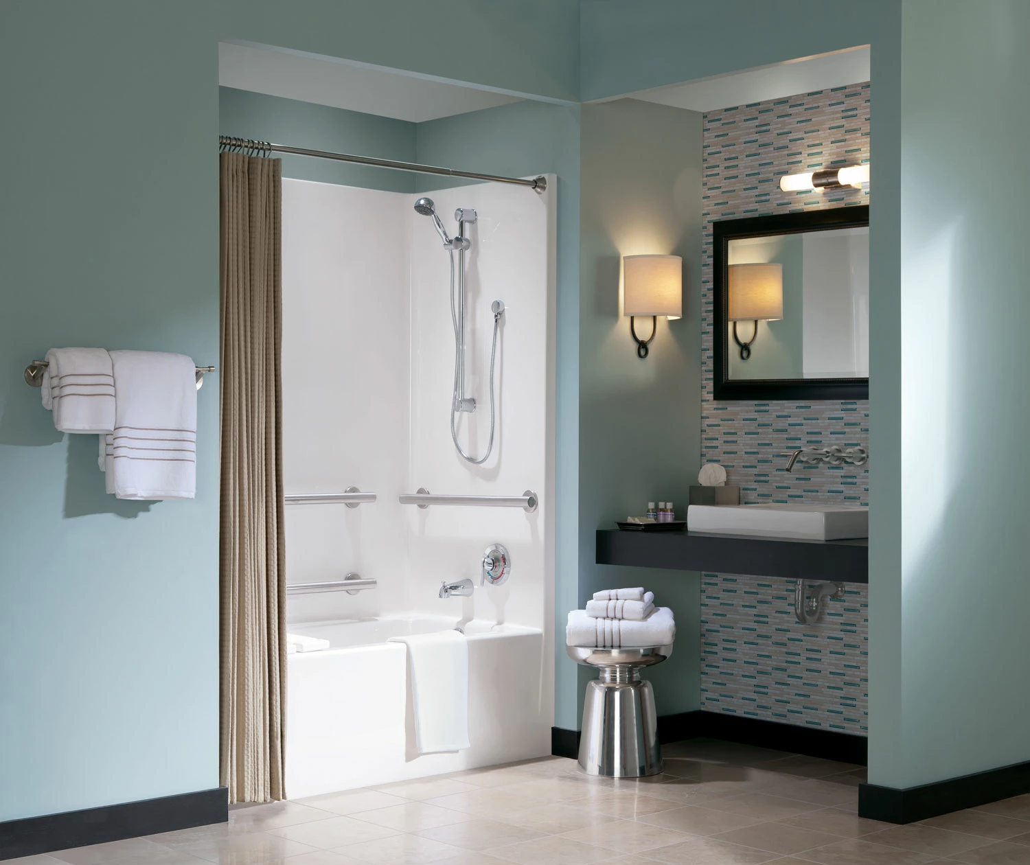 2603SMTE 60 X 32 AcrylX Alcove Left Hand Drain One-Piece Tub Shower In White - Image 2