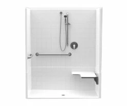 F1604P 60 X 34 AcrylX Alcove Center Drain Four-Piece Shower In White