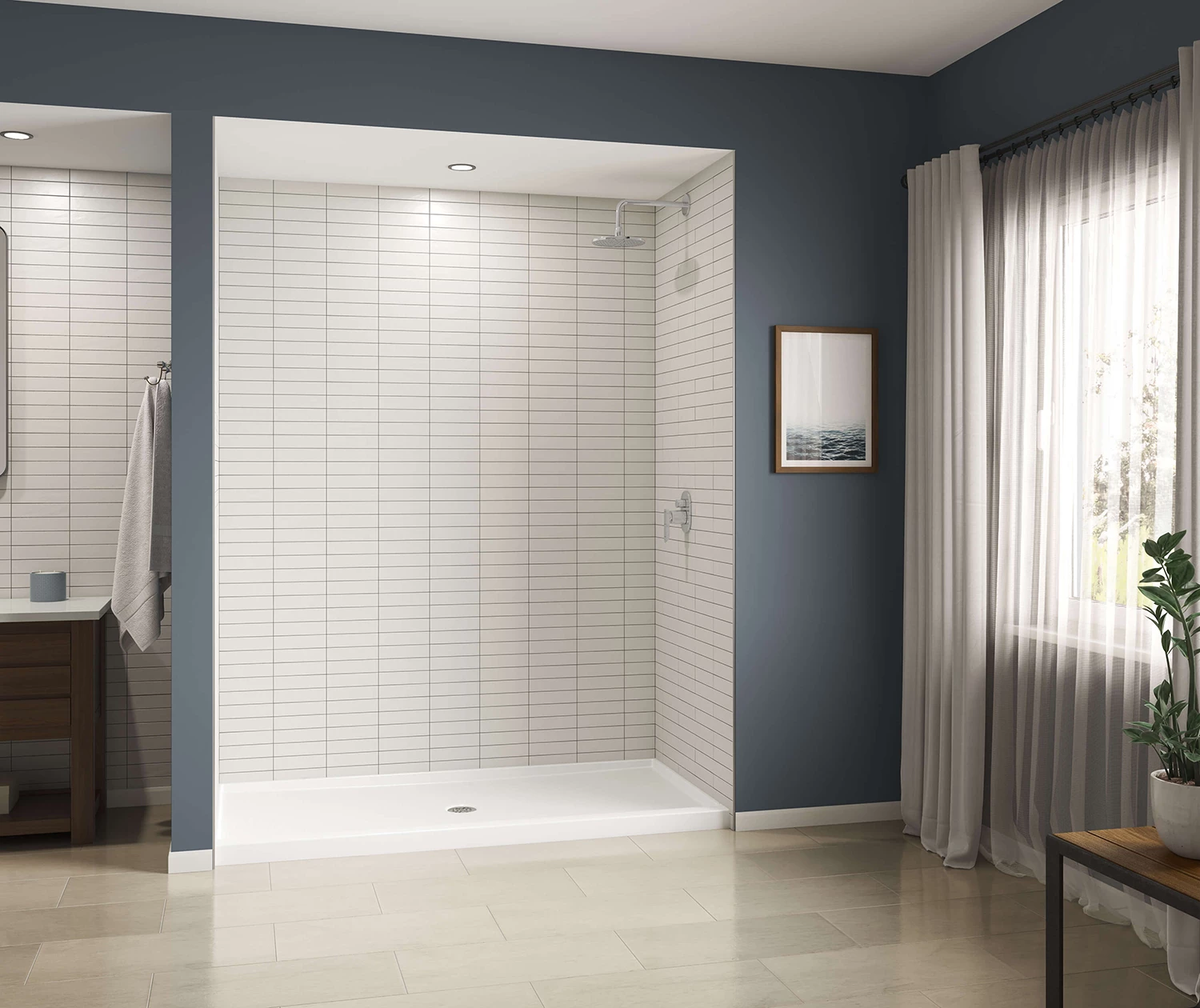 Icon SB7236 AcrylX Alcove Center Drain Shower Base In White - Image 2