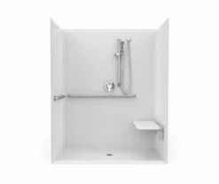 1603BFSDMA 60 X 34 AcrylX Alcove Center Drain One-Piece Shower In White
