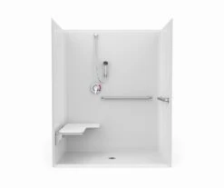 1603BFSDCA 60 X 34 AcrylX Alcove Center Drain One-Piece Shower In White
