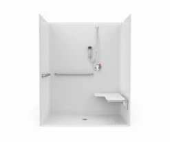 1603BFSTCA 60 X 34 AcrylX Alcove Center Drain One-Piece Shower In White