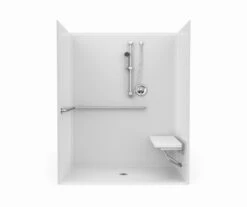 1603BFSBMA 60 X 34 AcrylX Alcove Center Drain One-Piece Shower In White
