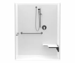 16334BFNR AcrylX Alcove Center Drain One-Piece Shower In White