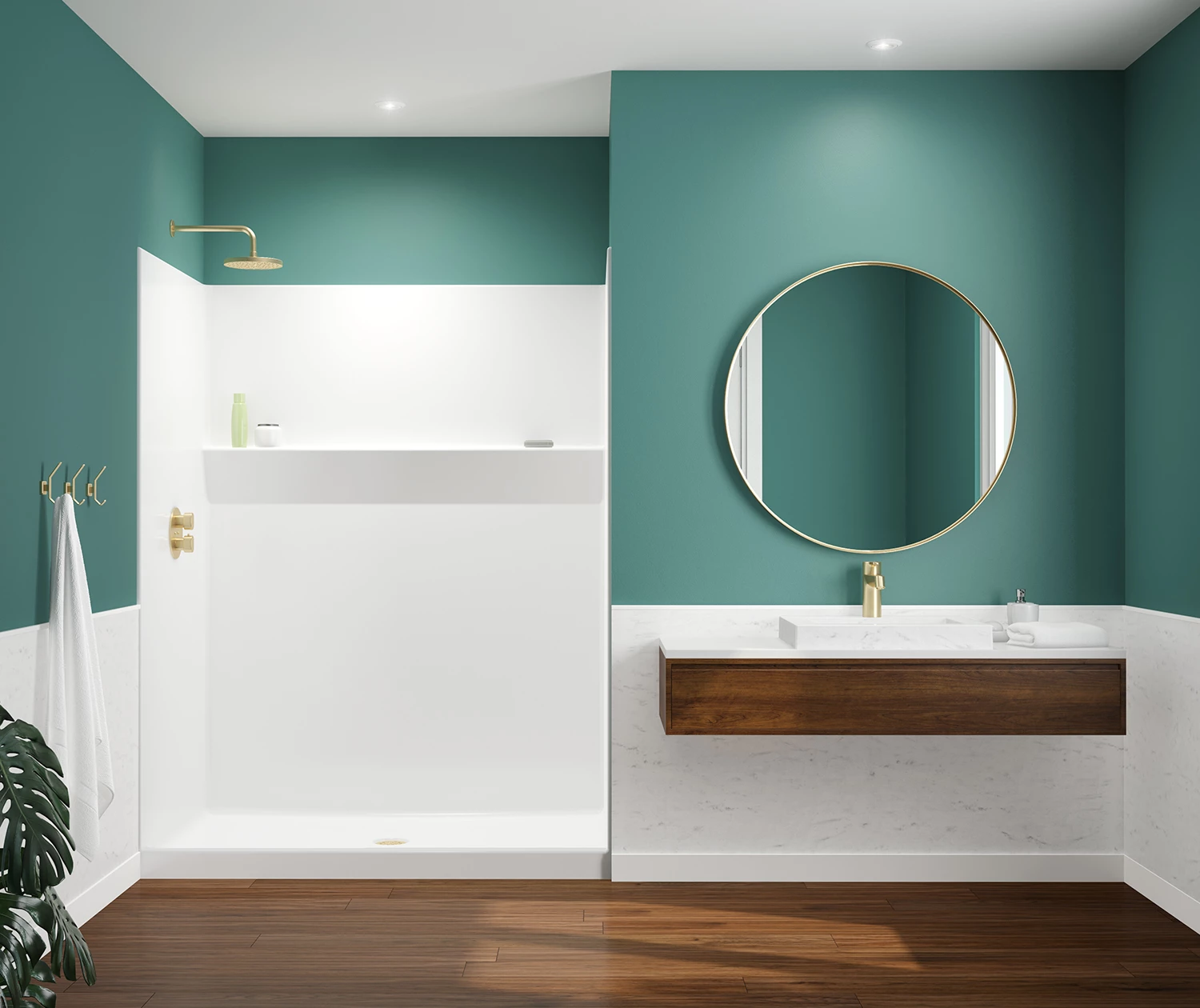 15836FHA 58 X 36 AcrylX Alcove Center Drain One-Piece Shower In White - Image 4